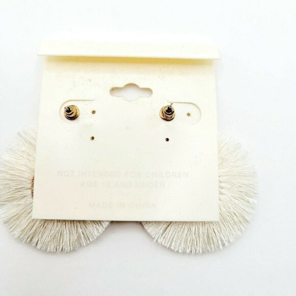 Cato Fringe Circular Earrings Gold Tone Pierced Post Hammered Look Nickel Free - Picture 4 of 4